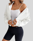 EaseForm Zip Hoodie Jacket in white left angle view showing relaxed fit and design