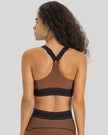 Racerback view of the EdgeForm Sports Bra in Chocolate showing supportive design and clean finish