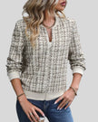 Éloise Tweed Bomber Jacket angled closed view showing fitted bomber shape and texture