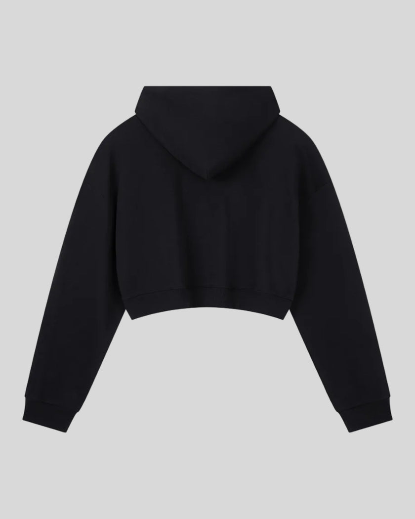 Everyday Cropped Hoodie in Black back view