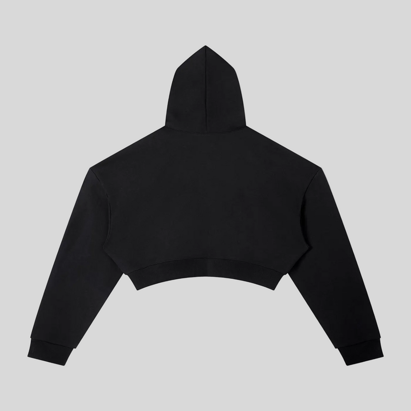 Everyday Cropped Hoodie in Black back view