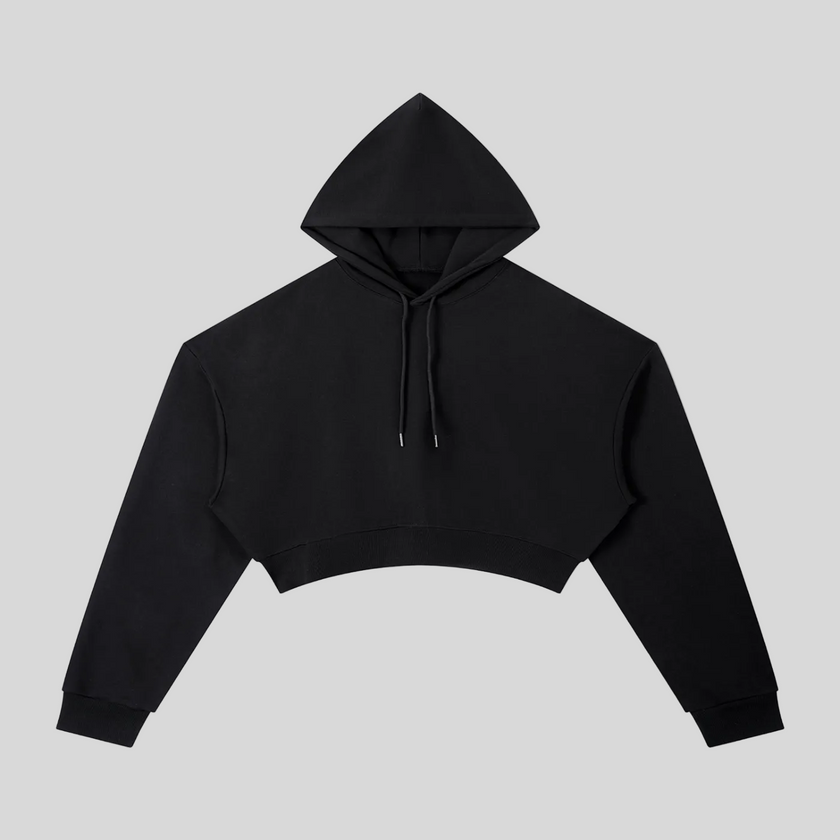 Everyday Cropped Hoodie in Black front view