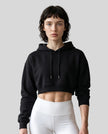 Model wearing Everyday Cropped Hoodie in Black front view