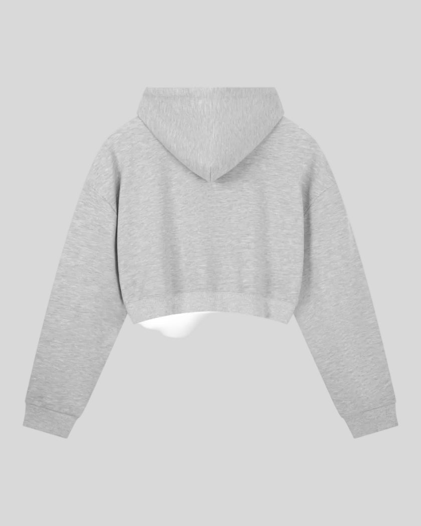 Everyday Cropped Hoodie in Flower Gray back view