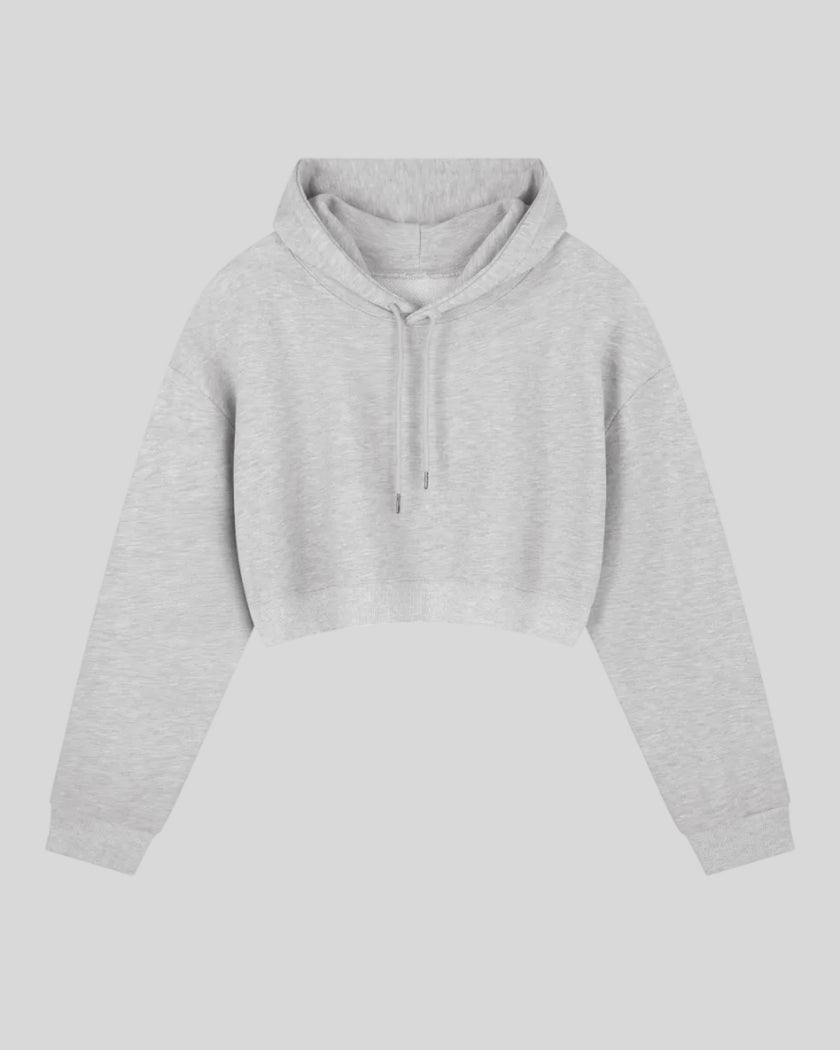 Everyday Cropped Hoodie in Flower Gray front view