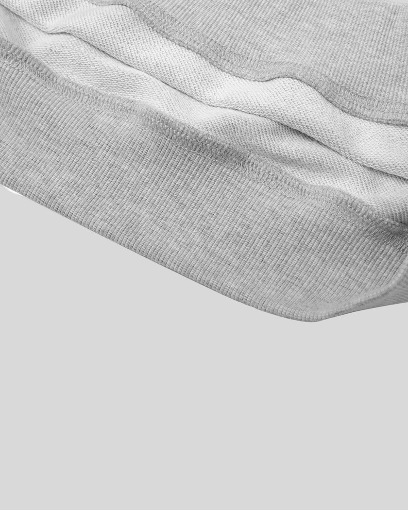 Cropped hem detail of Everyday Cropped Hoodie in Flower Gray