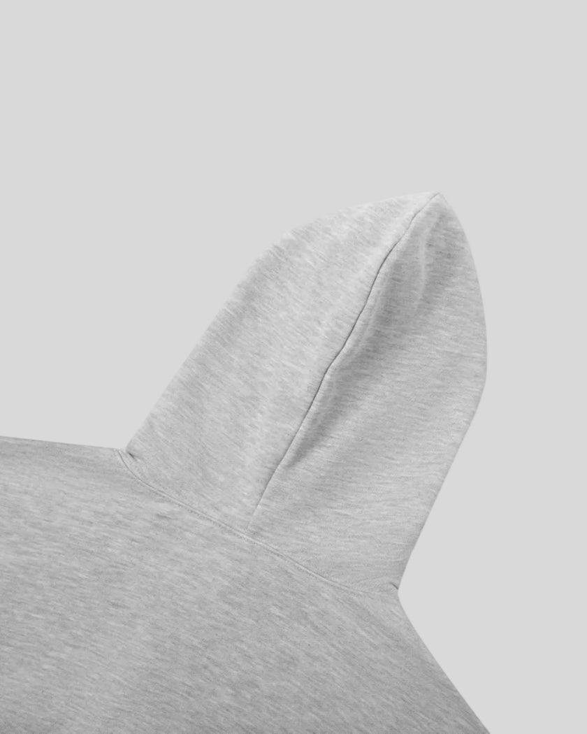 ack hood detail of Everyday Cropped Hoodie in Flower Gray