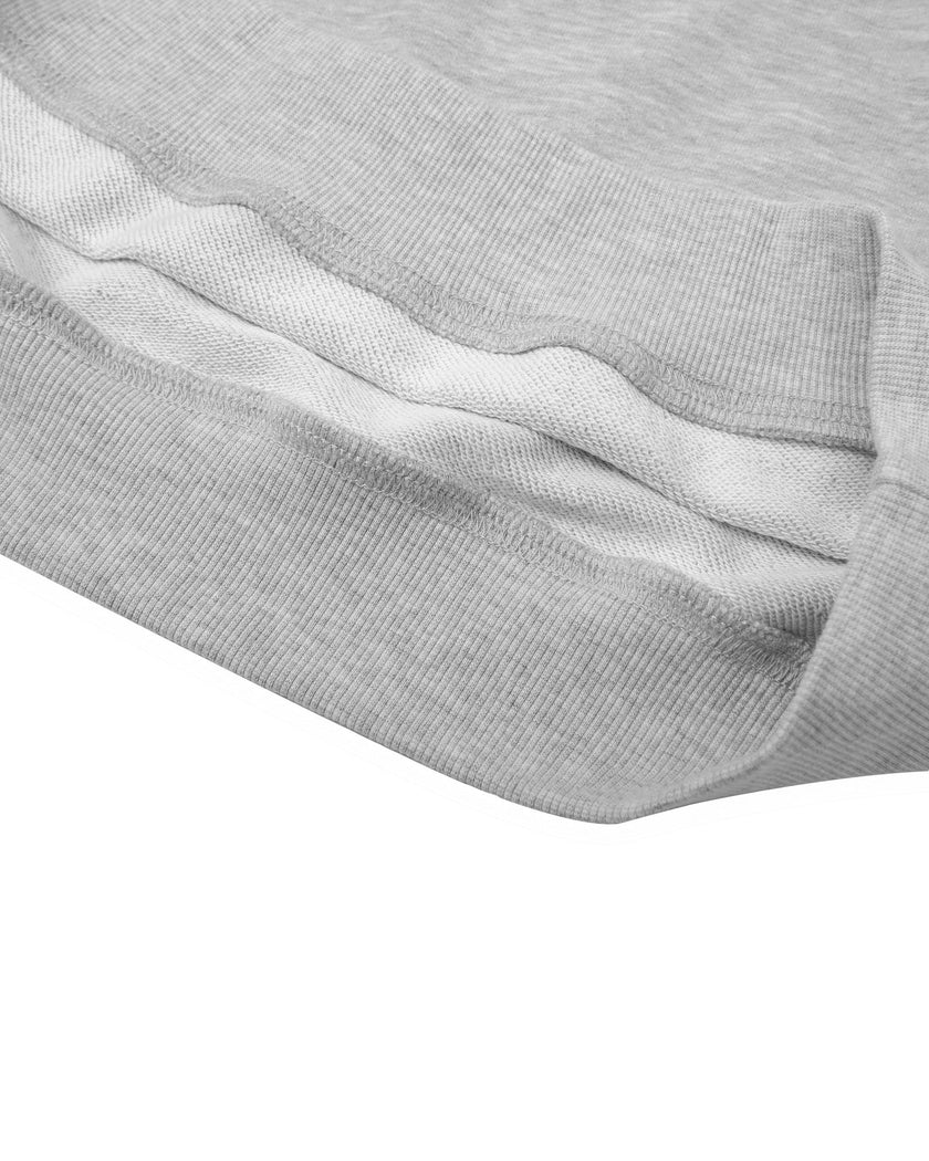 Cropped waist hem detail of Everyday Cropped Hoodie in Flower Gray