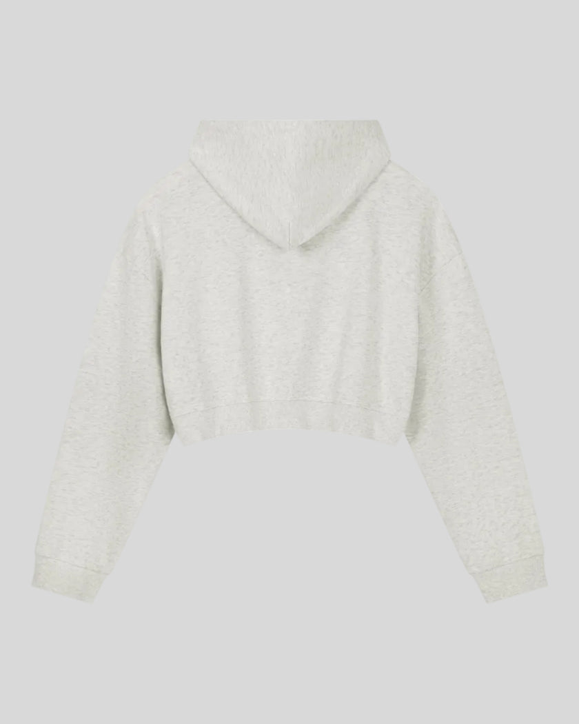 Everyday Cropped Hoodie in Oat Gray back view