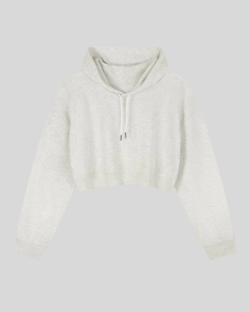 Everyday Cropped Hoodie in Oat Gray front view