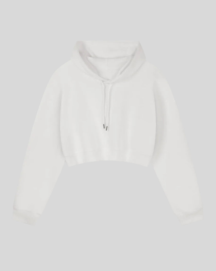 Everyday Cropped Hoodie in White front view