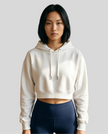 Model wearing Everyday Cropped Hoodie in White front view