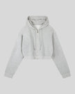 Everyday Cropped Zip-Up Hoodie in Flower Gray front view featuring a relaxed cropped fit and full-length zipper