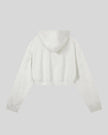 Everyday Cropped Zip-Up Hoodie in Oat Gray back view showcasing the relaxed cropped silhouette and hood