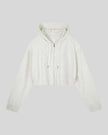 Everyday Cropped Zip-Up Hoodie in Oat Gray front view featuring a relaxed cropped fit and full-length zipper