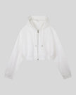 Everyday Cropped Zip-Up Hoodie in White front view featuring a relaxed cropped fit and full-length zipper