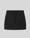 Everyday Drawstring Skirt in Black front view featuring an elastic waistband and adjustable drawstring