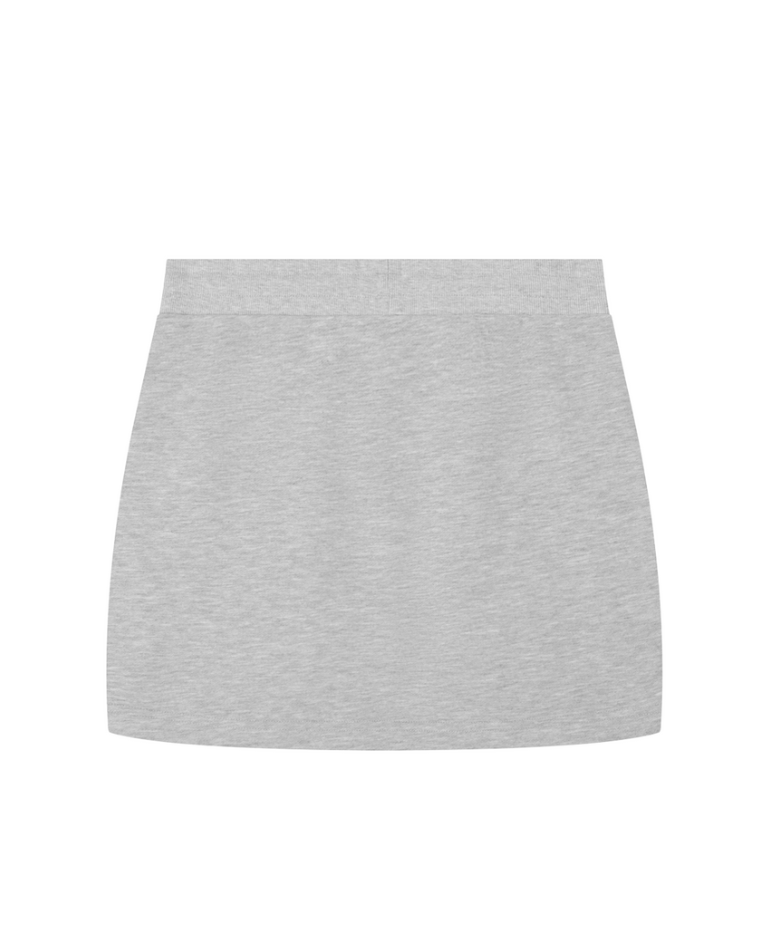 Everyday Drawstring Skirt in Flower Gray back view showcasing the clean A-line silhouette