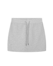 Everyday Drawstring Skirt in Flower Gray front view featuring an elastic waistband and adjustable drawstring
