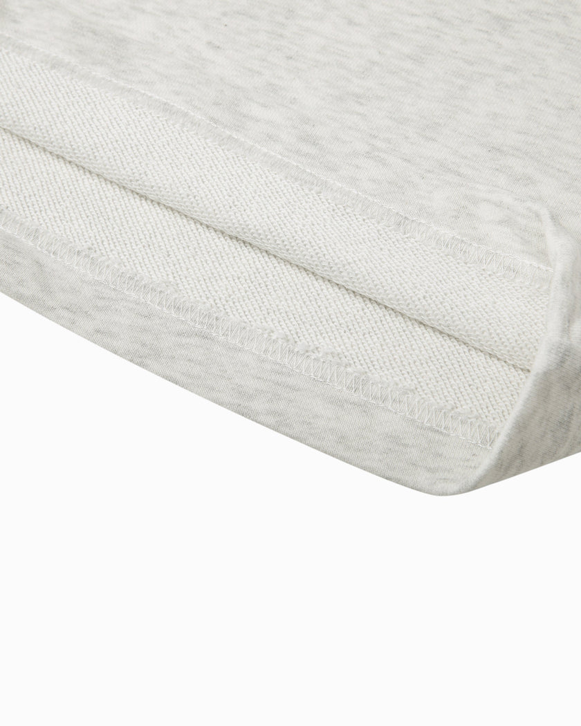Close-up of the clean hem finish on the Everyday Drawstring Skirt in Oat Gray
