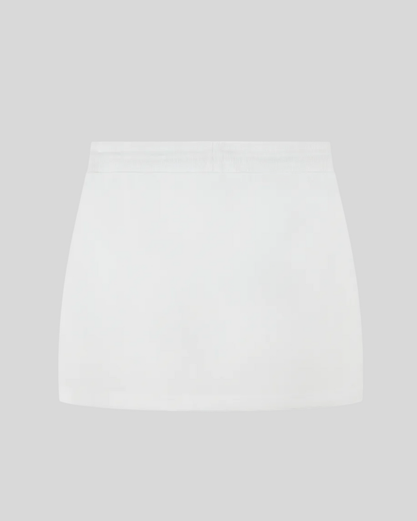 Everyday Drawstring Skirt in White back view showcasing the clean A-line silhouette