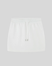 Everyday Drawstring Skirt in White front view featuring an elastic waistband and adjustable drawstring
