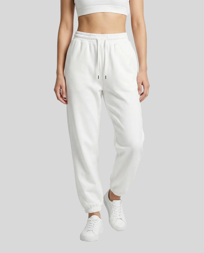 Model wearing Everyday Jogger Pants in White front view
