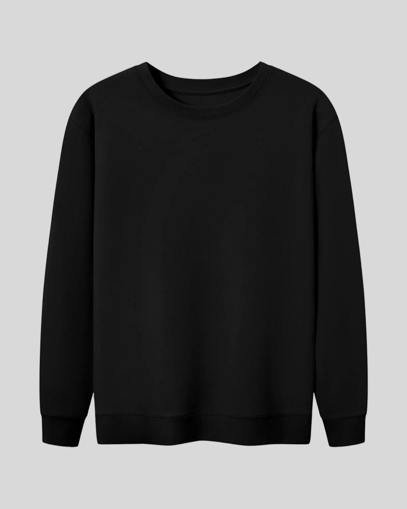 Everyday Oversized Sweatshirt in Black with crew neckline and relaxed fit front view