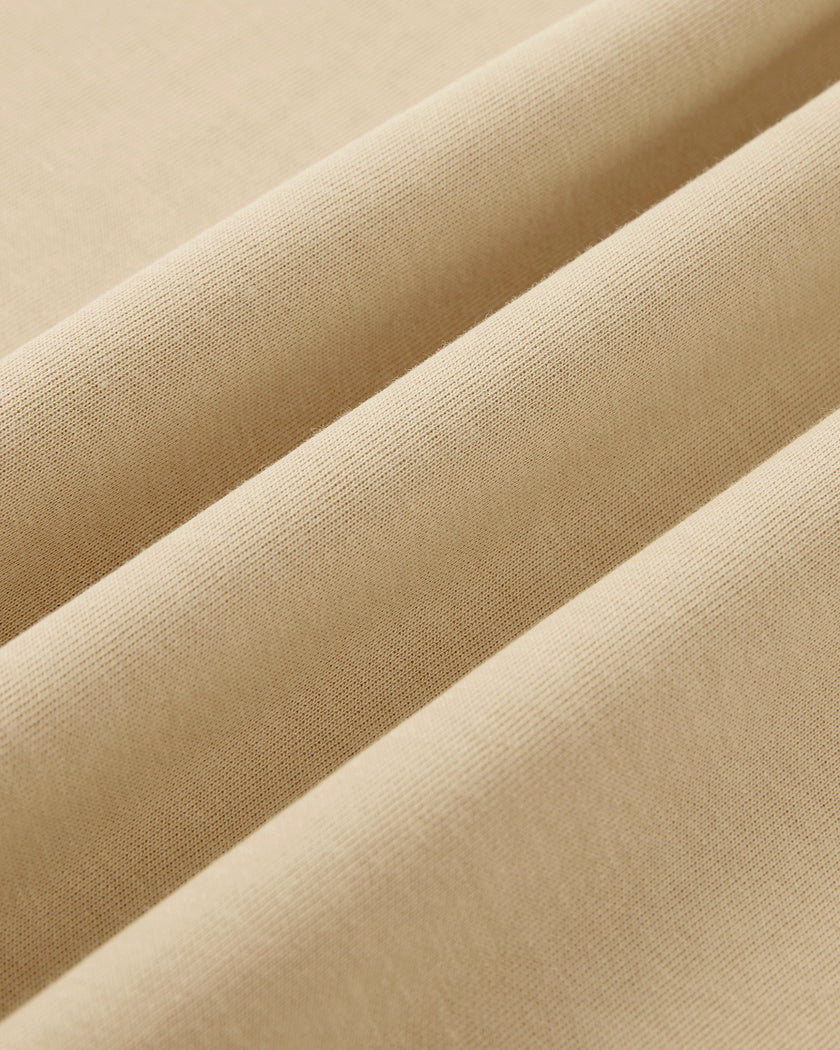 Closeup of soft cotton-blend fabric on Everyday Oversized Sweatshirt in Khaki