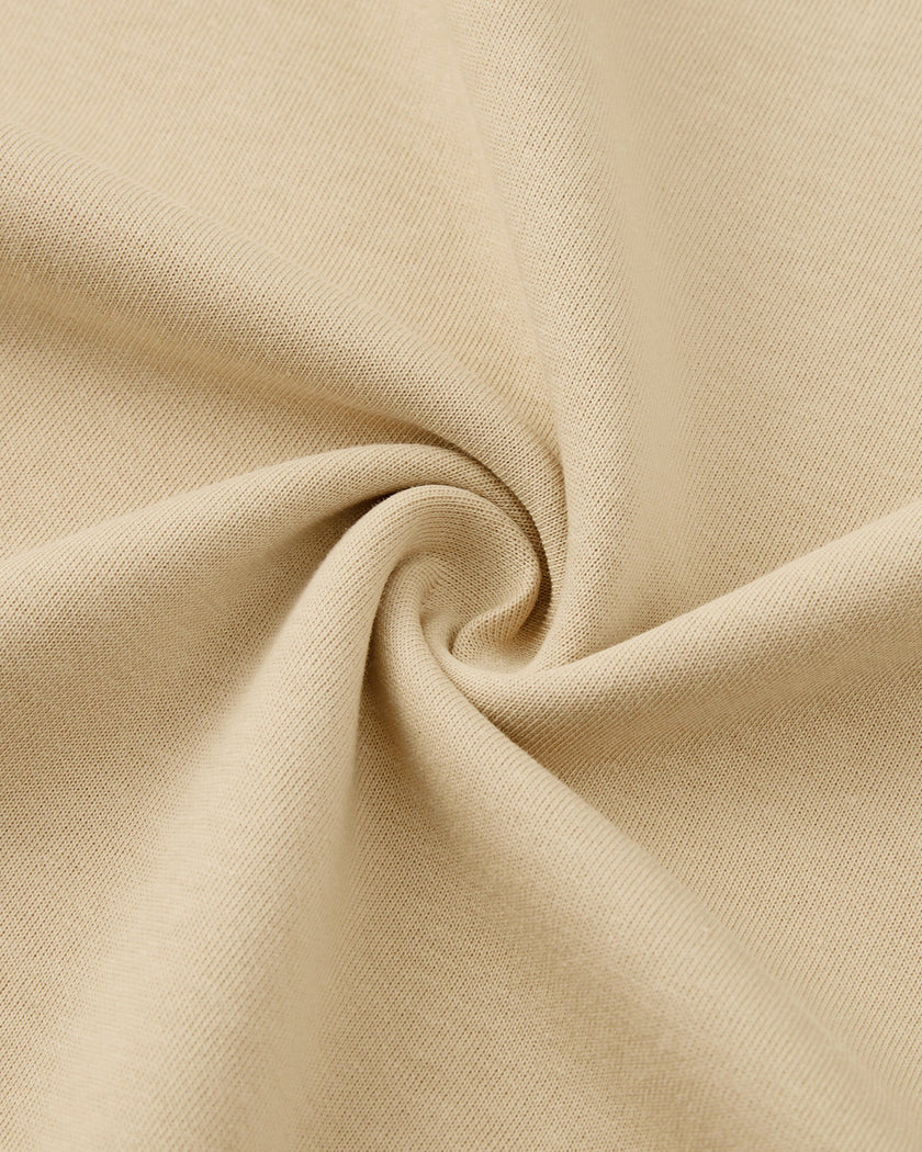 Detailed view of smooth cotton-blend fabric on Everyday Oversized Sweatshirt in Khaki
