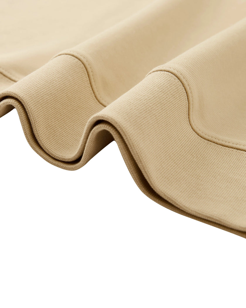 Closeup of ribbed hem on Everyday Oversized Sweatshirt in Khaki
