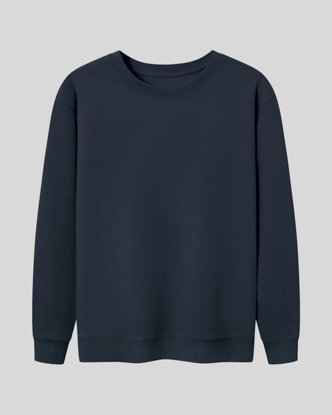 Everyday Oversized Sweatshirt in Navy Blue with crew neckline and relaxed fit front view