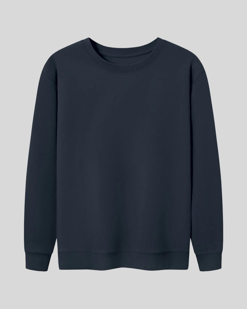 Everyday Oversized Sweatshirt in Navy Blue with crew neckline and relaxed fit front view