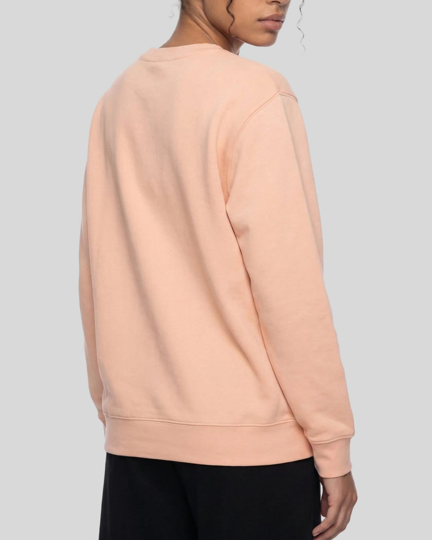 Upper body back angle view of woman wearing Everyday Oversized Sweatshirt in Pink