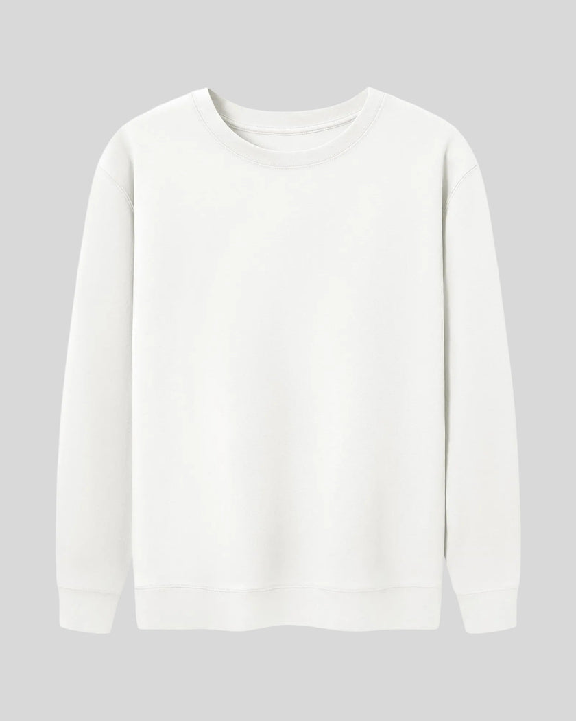 Everyday Oversized Sweatshirt in White with crew neckline and relaxed fit front view