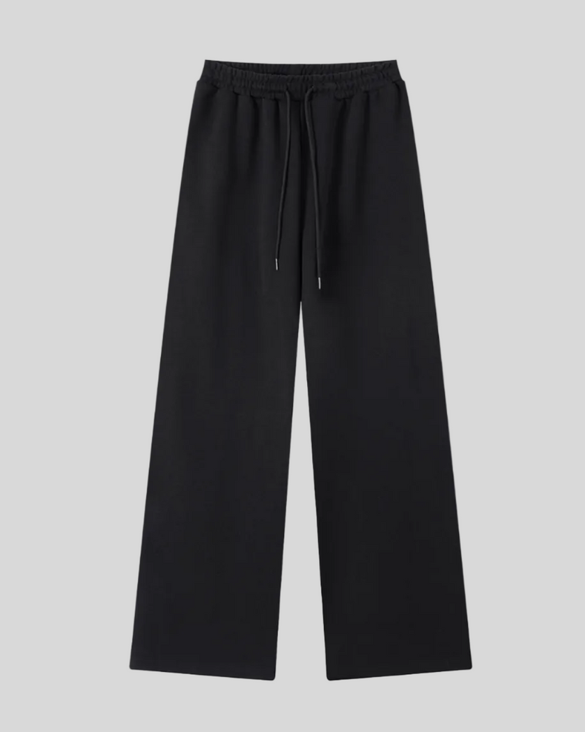Everyday Straight Leg Sweatpants in Black front view featuring a relaxed straight-leg silhouette and adjustable drawstring waist