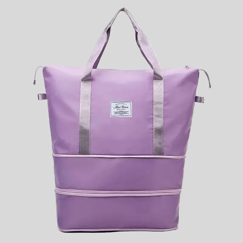 ExpandForm Weekender Bag showing expandable design with extended storage capacity