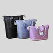 ExpandForm Weekender Bag displayed in three expansion levels showing adjustable size and capacity