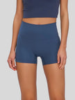 High-rise waistband of FlexRise High-Waist Short Legging in Dark Blue - Athlesi