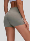 Clean, minimal design of FlexRise High-Waist Short Legging in Dark Gray - Athlesi