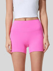 High-rise waistband of FlexRise High-Waist Short Legging in Fuchsia Pink - Athlesi
