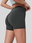 Clean, minimal design of FlexRise High-Waist Short Legging in Graphite Gray - Athlesi