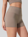 Easy mobility of FlexRise High-Waist Short Legging in Mocha - Athlesi
