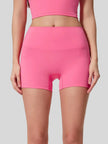 High-rise waistband of FlexRise High-Waist Short Legging in Hot Pink - Athlesi