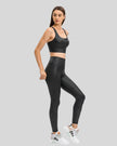 Full body right side view of FlowEase High-Waist Pocket Legging in black