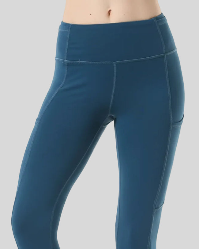 Close-up of the buttery-soft fabric texture and smooth finish on the FlowEase Pocket Legging