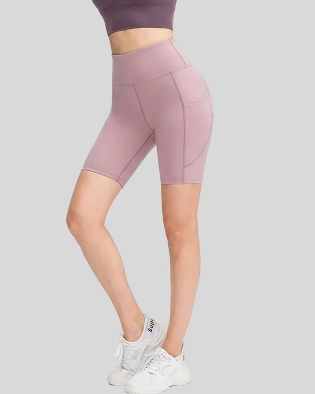 Athlesi FlowEase pocket short in lavender, front angle view