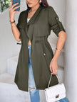 Athlesi FlowForm trench army green side angle showing length and lightweight structure