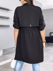 Athlesi FlowForm trench black back view with relaxed silhouette and lightweight drape
