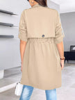 Athlesi FlowForm trench khaki back view with relaxed silhouette and lightweight drape